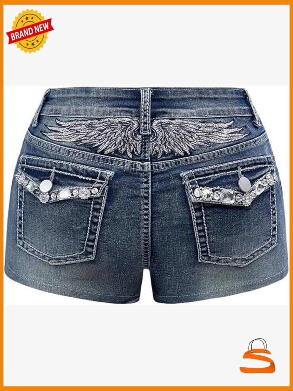 Y2k Rhinestone Denim Shorts Punk Skinny Mini Jean Shorts Rave Festival